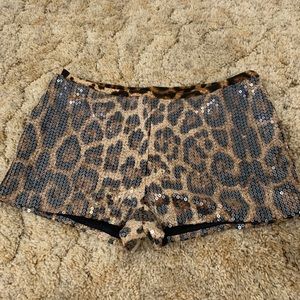 Sequined cheetah print shorts